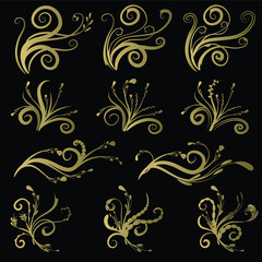 Calligraphic decorative elements with lines