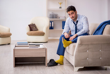 Young businessman employee waiting for business meeting
