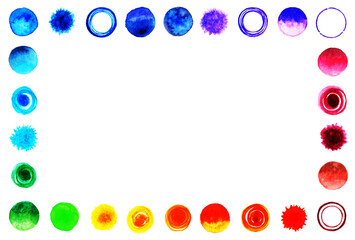 水彩の水玉模様　【カラフルな装飾枠】