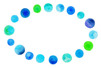水彩の水玉模様　【楕円形の装飾枠】