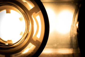 Abstract Sepia Toned Macro Closeup of Cassette Reel Inside of Tape