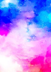 Fototapeta na wymiar 幻想的な虹色の水彩テクスチャ背景