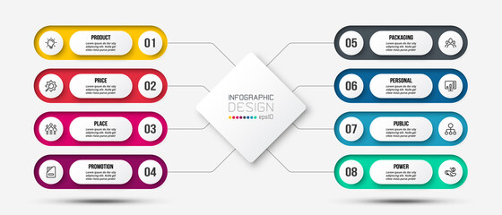 8P analysis business or marketing  infographic template.