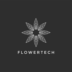 flower tech logo vector design on black background