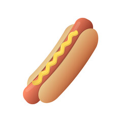 Hot dog concept. Street food. Colored illustration. Isolated on white background.