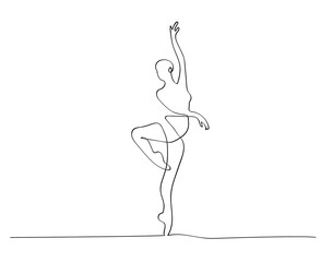Ballet Dancer ballerina in Continuous Line Art Drawing. Vector 