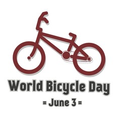 Fototapeta premium Vector World bicycle day June 3 theme. Illustration of flat design bicycle in red color isolated on white
