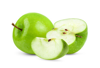 Green apple on white