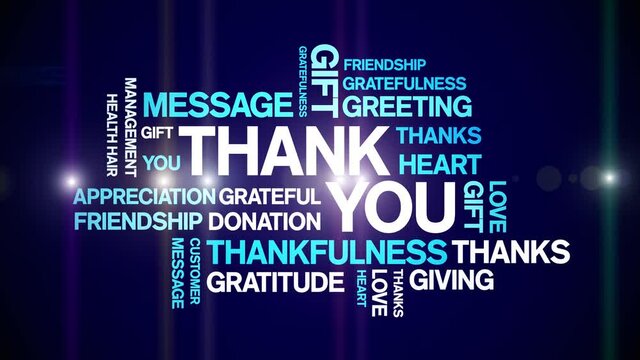 Thank You Animated tag word cloud;text design animation typography seamless loop.