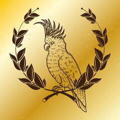 laurel wreath with parrot