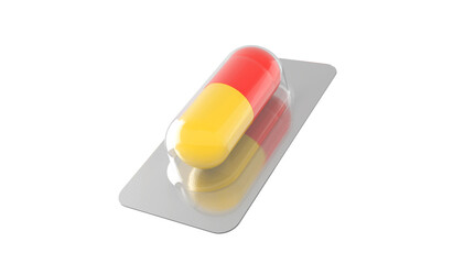 capsules pills and drug tray on white background with copy space for text. Global healthcare concept. Antibiotics drug resistance concept. Antimicrobial capsule pills.