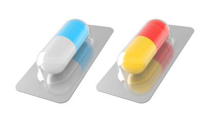 capsules pills and drug tray on white background with copy space for text. Global healthcare concept. Antibiotics drug resistance concept. Antimicrobial capsule pills.