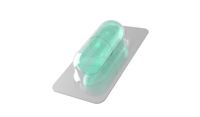 capsules pills and drug tray on white background with copy space for text. Global healthcare concept. Antibiotics drug resistance concept. Antimicrobial capsule pills.