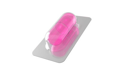 capsules pills and drug tray on white background with copy space for text. Global healthcare concept. Antibiotics drug resistance concept. Antimicrobial capsule pills.