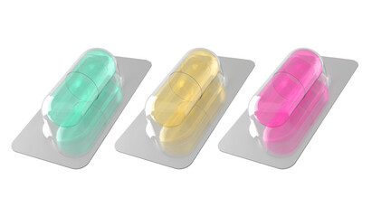 capsules pills and drug tray on white background with copy space for text. Global healthcare concept. Antibiotics drug resistance concept. Antimicrobial capsule pills.