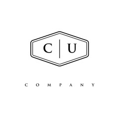 initial CU logo design vector