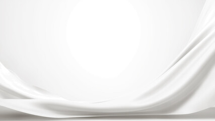 White flying silk fabric or rubber cloth on white background 3D rendering