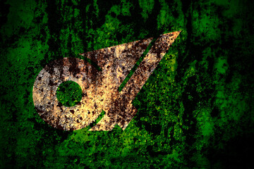 Japan, Japanese, Mie Prefecture flag on grunge metal background texture with scratches and cracks