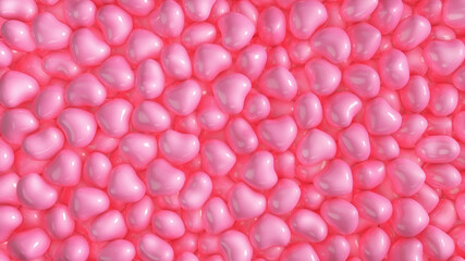 Hearts. Valentine's Day background with hearts. 3d illustration, 3d rendering.