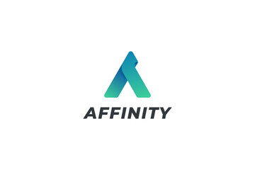 Letter A green ribbon logo