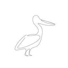 Obraz premium Pelican birds silhouette line drawing vector illustration