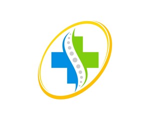Abstract oval swoosh with medical chiropractic inside