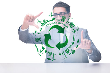 Concept of circular economy with businessman
