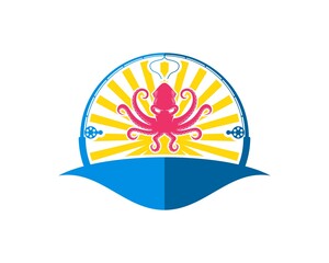 Obraz premium Double fishing rod with shinning octopus inside