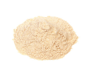 pile of apple pectin powder closeup on white