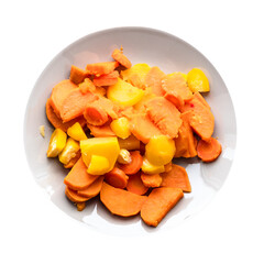 top view of steamed vegetables on plate cutout