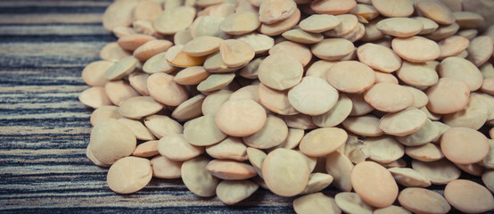 Green lentil as healthy ingredient of various dishes. Source vitamins, minerals and fiber