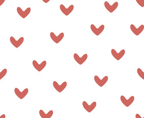 Brown heart abstract seamless pattern. Romantic limitless doodle hand drawn love background for wedding or notebook. Boundless decor for fabric, paper wrap, print, wallpaper. Vector illustration
