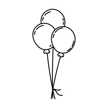 recommend clip art: Three balloons for the celebration of the holiday. Thin line. Editable barcode icon. Vector illustration.