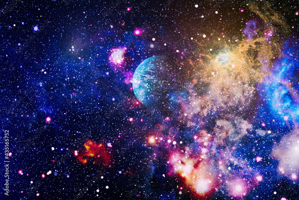 Wall mural star dust and pixie dust glitter space backdrop. space stars and planet conceptual image. elements o