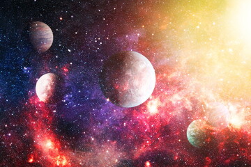 Star dust and pixie dust glitter space backdrop. Space stars and planet conceptual image. Elements...