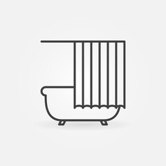 Bathtub with Shower Curtain vector concept line icon