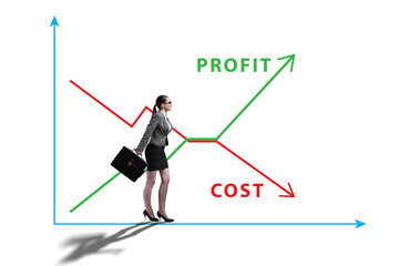 Concept of proft and loss with businesswoman