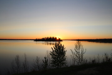Naklejka premium Warm Spring Sunset, Elk Island National Park, Alberta