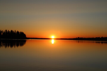 Fototapeta na wymiar Glow Of The Sunset, Elk island National Park, Alberta