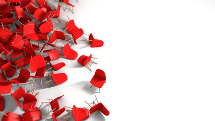 Red chairs isolated on white background. 3d illustration, 3d rendering.