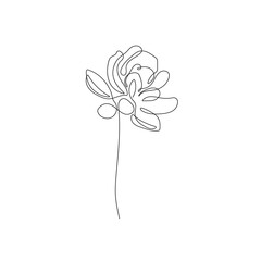 Flower One Line Drawing. Hand Drawn Minimalism Style of Simple Flower Line Art Drawing. Abstract Contemporary Design Template for Covers, t-Shirt Print, Postcard, Banner etc. Vector EPS 10