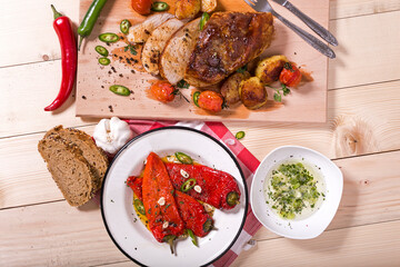Roasted steak with roasted paprika