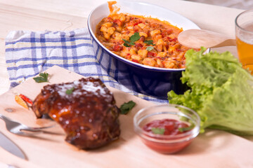 Roasted ribs with bean