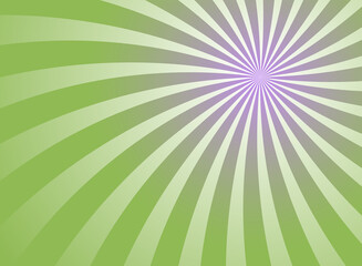 Sunlight swirl rays background. green and violet spiral burst wallpaper.