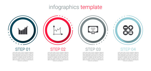 Set Graph, schedule, chart, diagram, , Certificate template and Calculator. Business infographic template. Vector