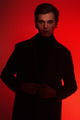 handsome in red light