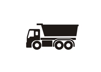 Dump truck simple illustration in black and white