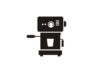 Espresso machine simple illustration in black and white