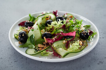 Fresh vegetarian salad on plate
