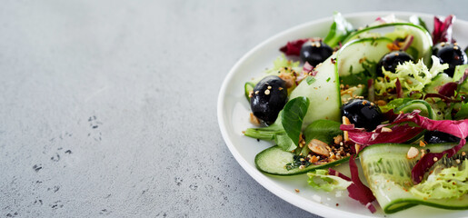 Fresh vegetable salad served on plate